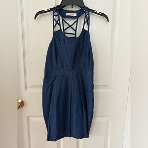 Navy Strappy Back Sleeveless Dress